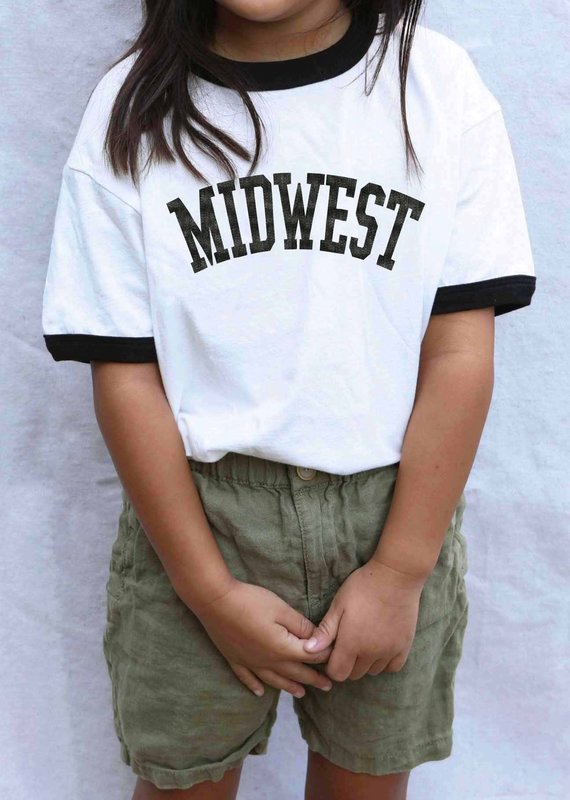 Oat Collective "Midwest" Toddler Ringer Tee - Natural/Black