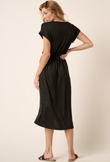 Mittoshop Ava Casual Wrap Midi Dress - Black