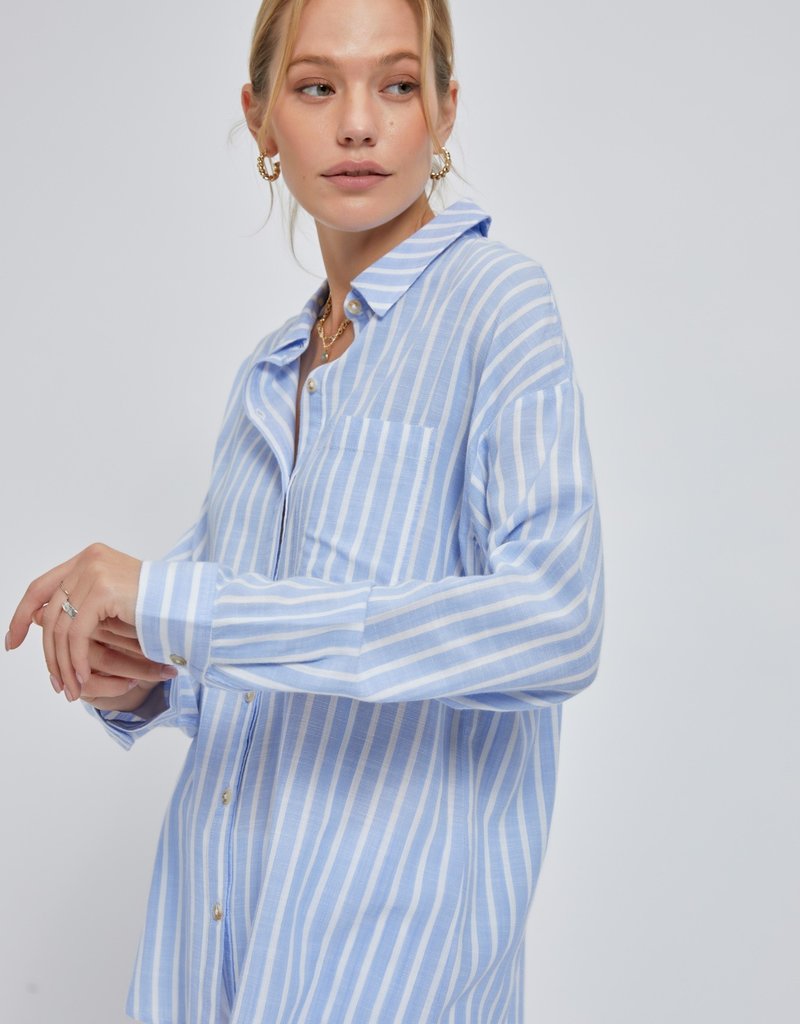 Be Cool June Striped Beachy Button-Down - Chambray