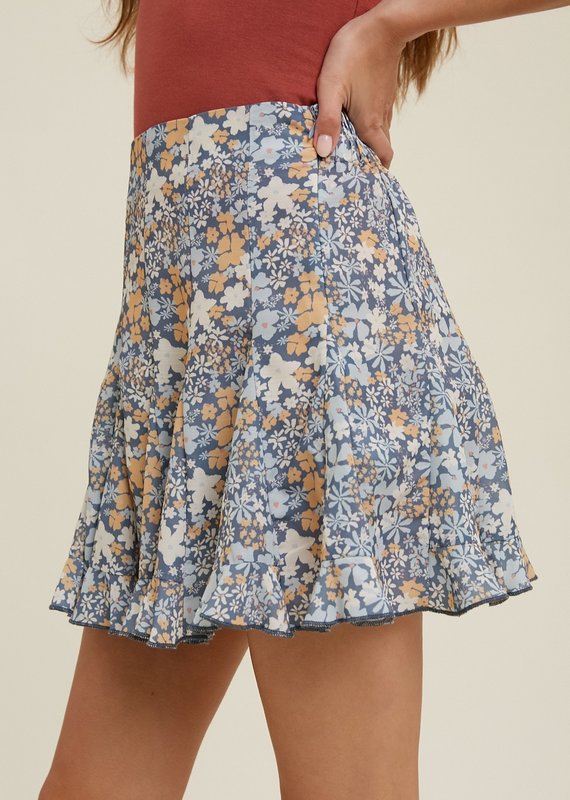 Wishlist Ellery Floral Mini Skirt - Navy Combo