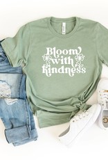 Olive and Ivory Bloom With Kindness Graphic Tee - Sage