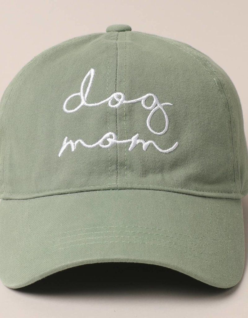 Fashion City "Dog Mom" Embroidered Baseball Hat - Sage