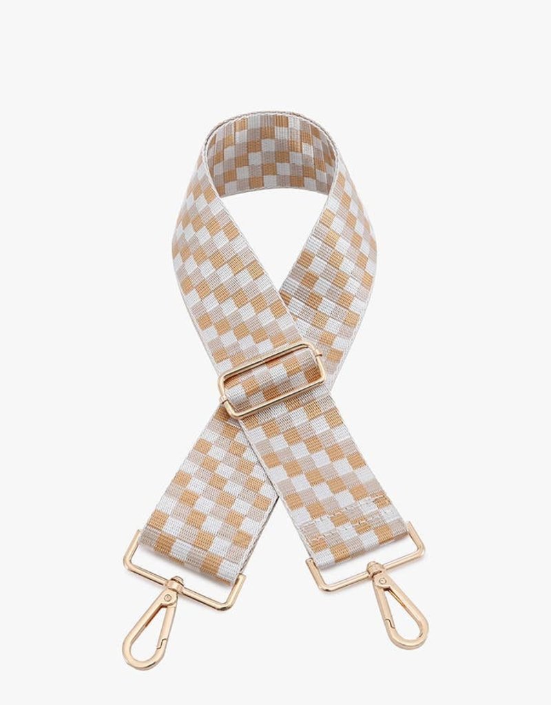 Checkered Guitar Strap - Multi-Beige