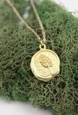 Peachtree Lane Brass Leaf - Round Pendant Necklace