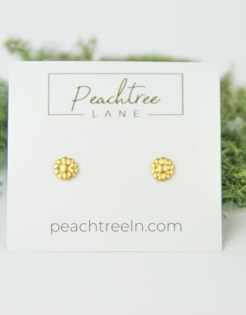 Peachtree Lane Teeny Tiny Daisy Brass Floral Earrings, Nickel-Free