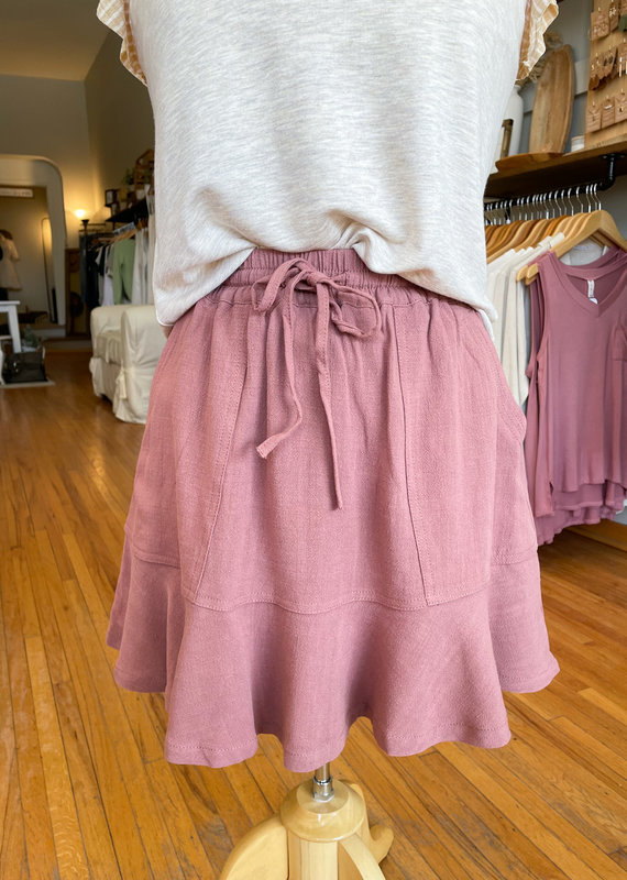 Wishlist Sadie Linen Mini Skirt - Burl Wood