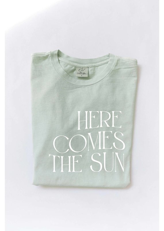 Oat Collective "Here Comes The Sun" Relaxed Graphic Tee - Sage
