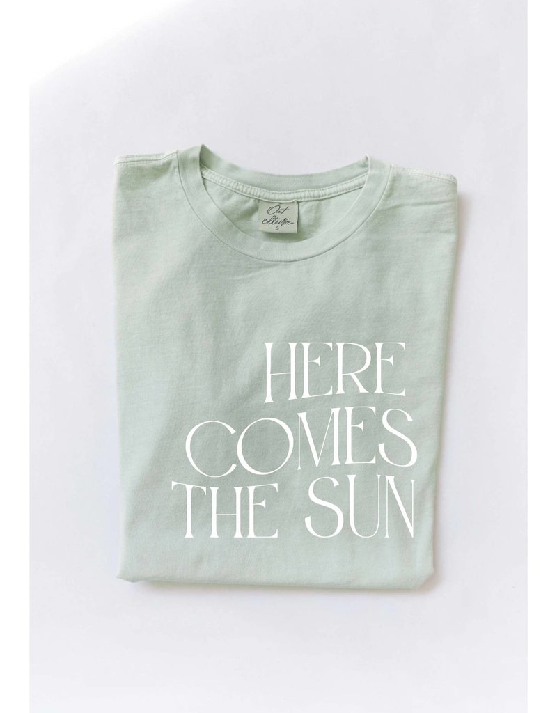 Oat Collective "Here Comes The Sun" Relaxed Graphic Tee - Sage
