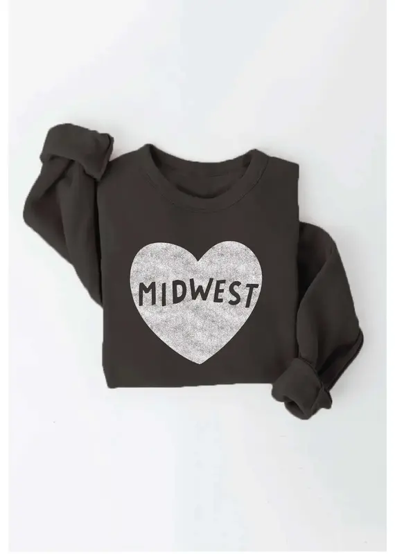 Oat Collective Midwest Heart Sweatshirt - Black