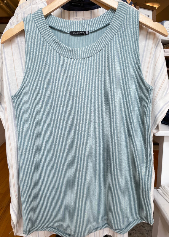 Staccato Rue Textured Tank - Dusty Blue