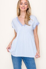 Staccato Charlee Striped Babydoll Top - Chambray