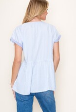 Staccato Charlee Striped Babydoll Top - Chambray