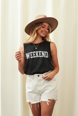 "WEEKEND" Graphic Tank Top - Mineral Black