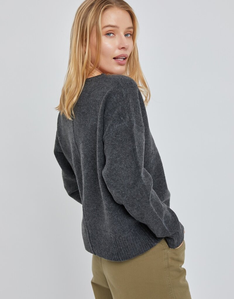 Be Cool Anna Deep V Sweater - Black