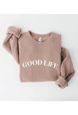 Oat Collective GOOD LIFE Graphic Sweatshirt - Tan