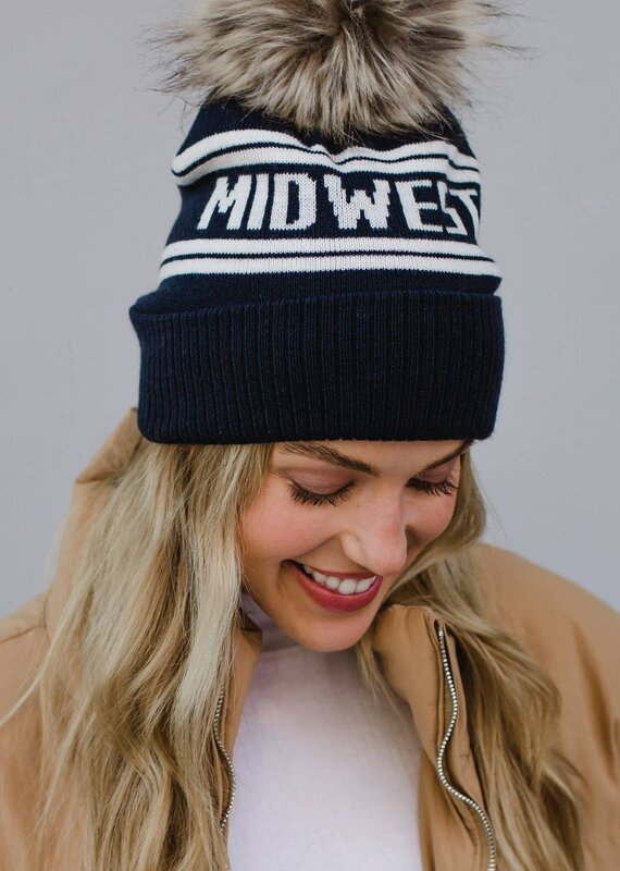 Panache Midwest Pom Hat - Navy/Off White