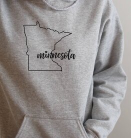 M.B. Paper Design Minnesota State Script Hoodie Sweatshirt - Sport Gray