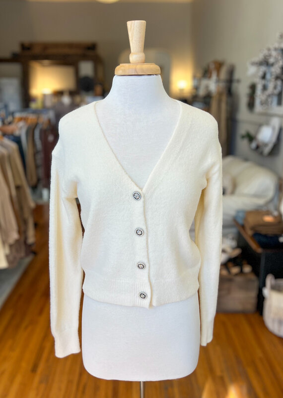 Be Cool Brita Button Up Cardigan - Ivory - FINAL SALE