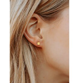 Panache Square Stud Earrings - Gold