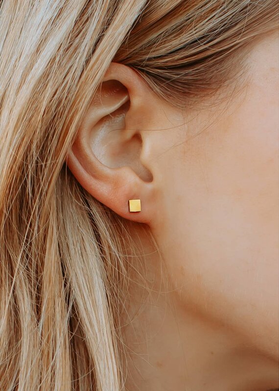 Panache Square Stud Earrings - Gold