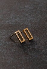 Panache Rectangle Stud Earrings - Gold