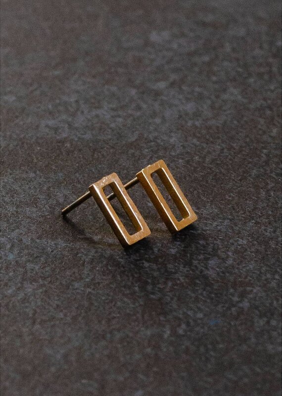 Panache Rectangle Stud Earrings - Gold