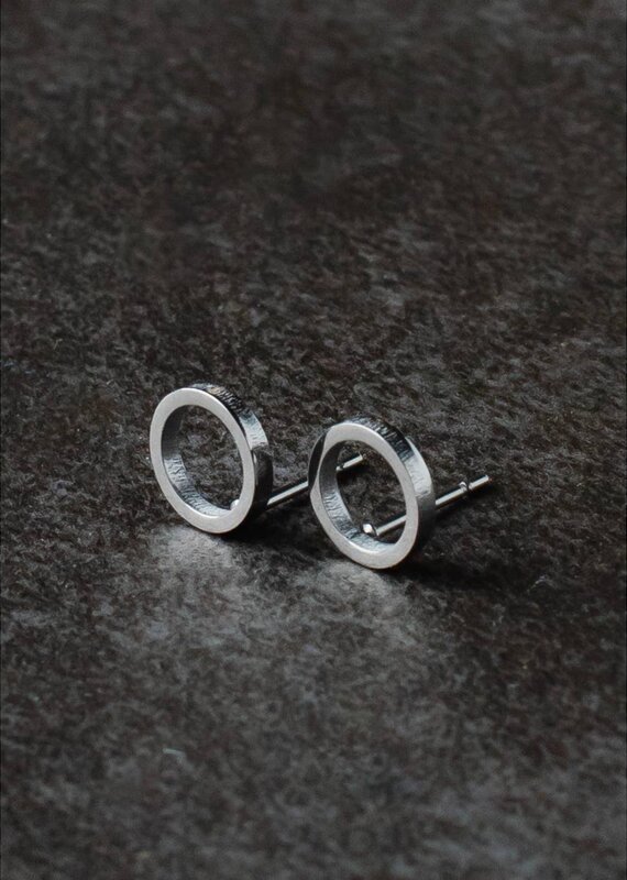 Panache Open Circle Stud Earrings - Silver