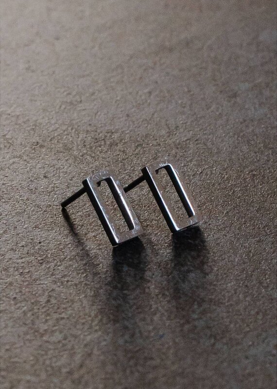 Panache Rectangle Stud Earrings - silver