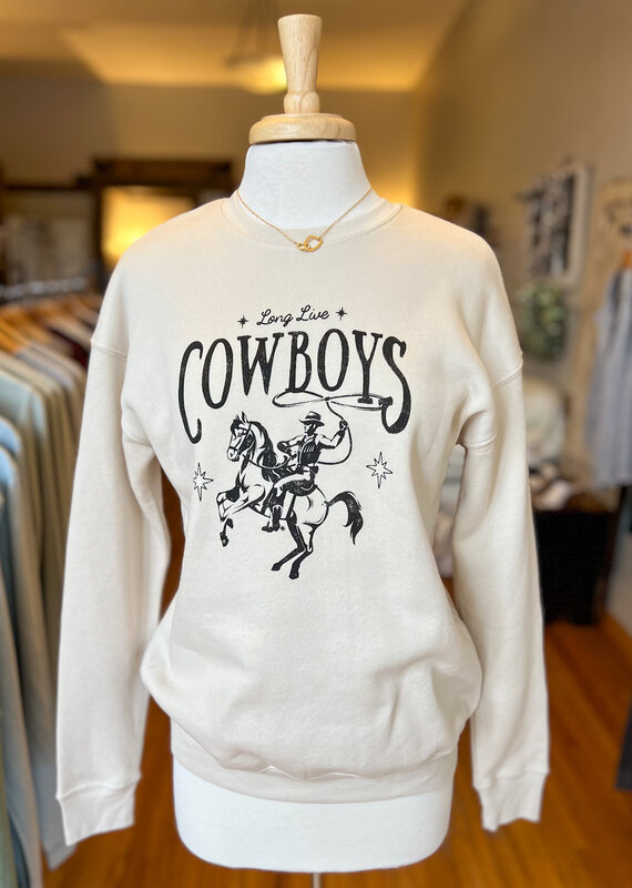 Oat Collective Long Live Cowboys Sweatshirt - Heather Dust