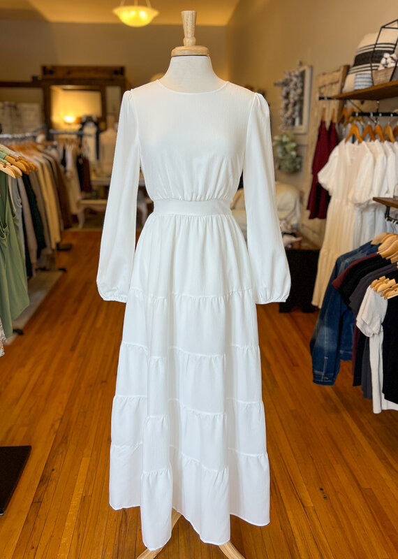 Tea N Rose Stephanie Tiered Dress - White