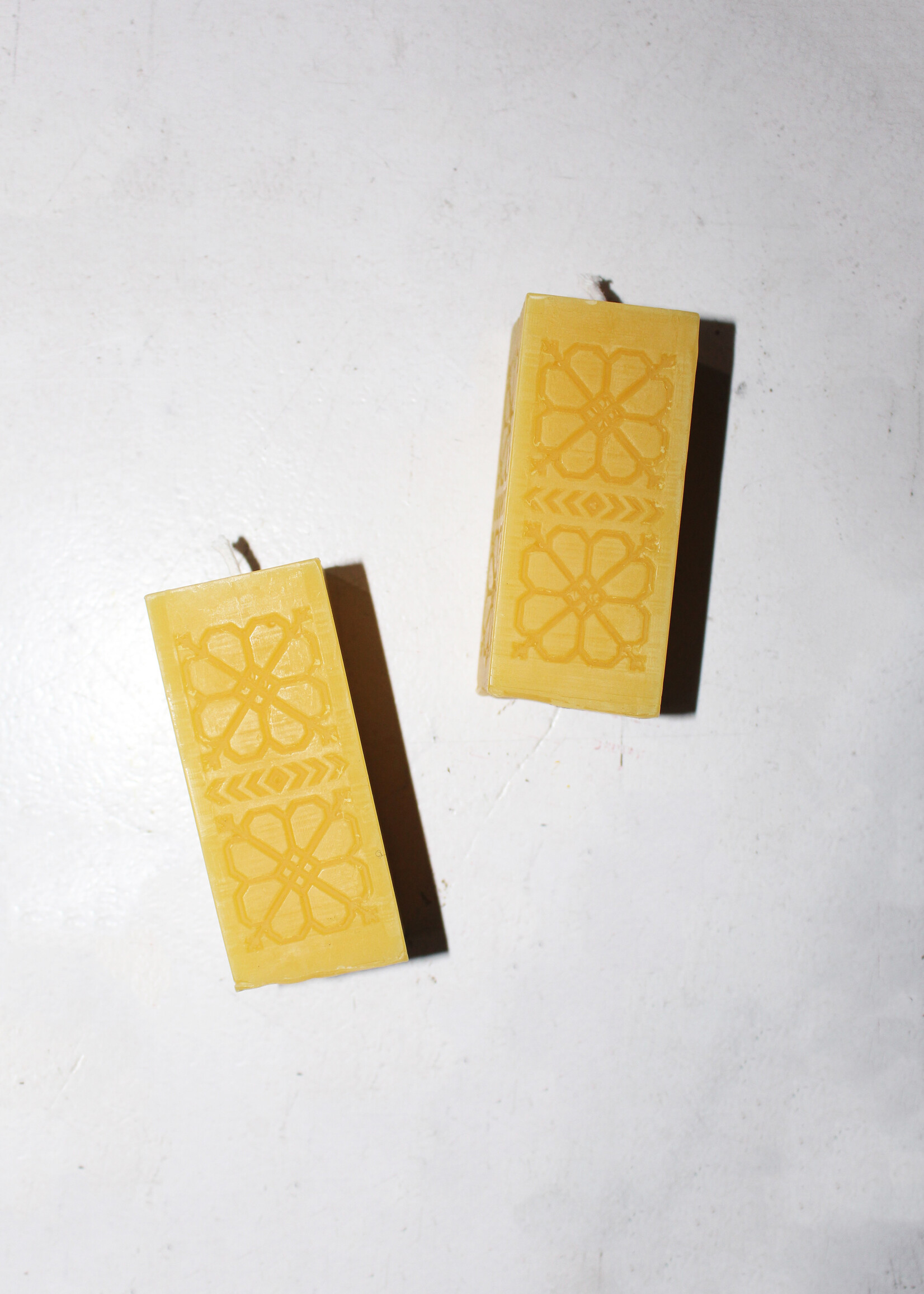 The Wax Studio The Wax Studio Beeswax Etched Square Pillar Candle