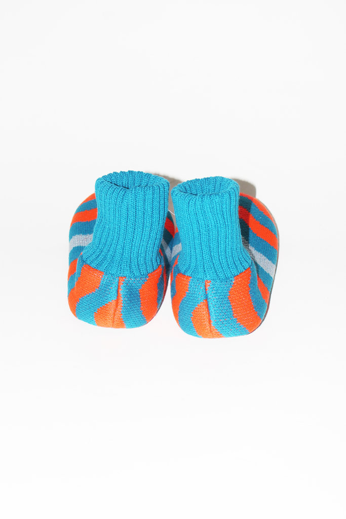 Verloop Knits Verloop Knits Sock Slippers in Teal + Orange Wave