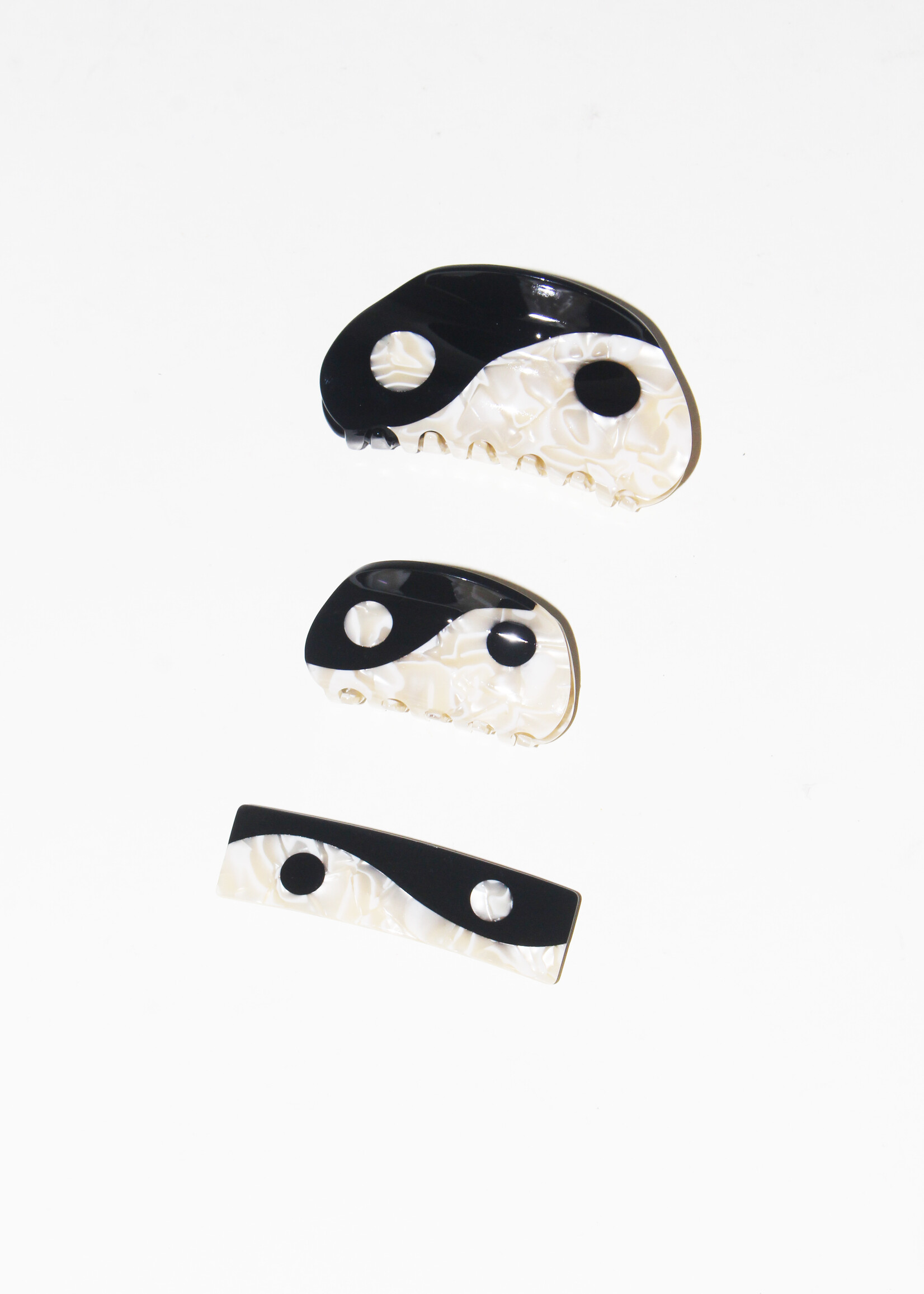 Black Yin and Yang Hair Claws and Barrettes