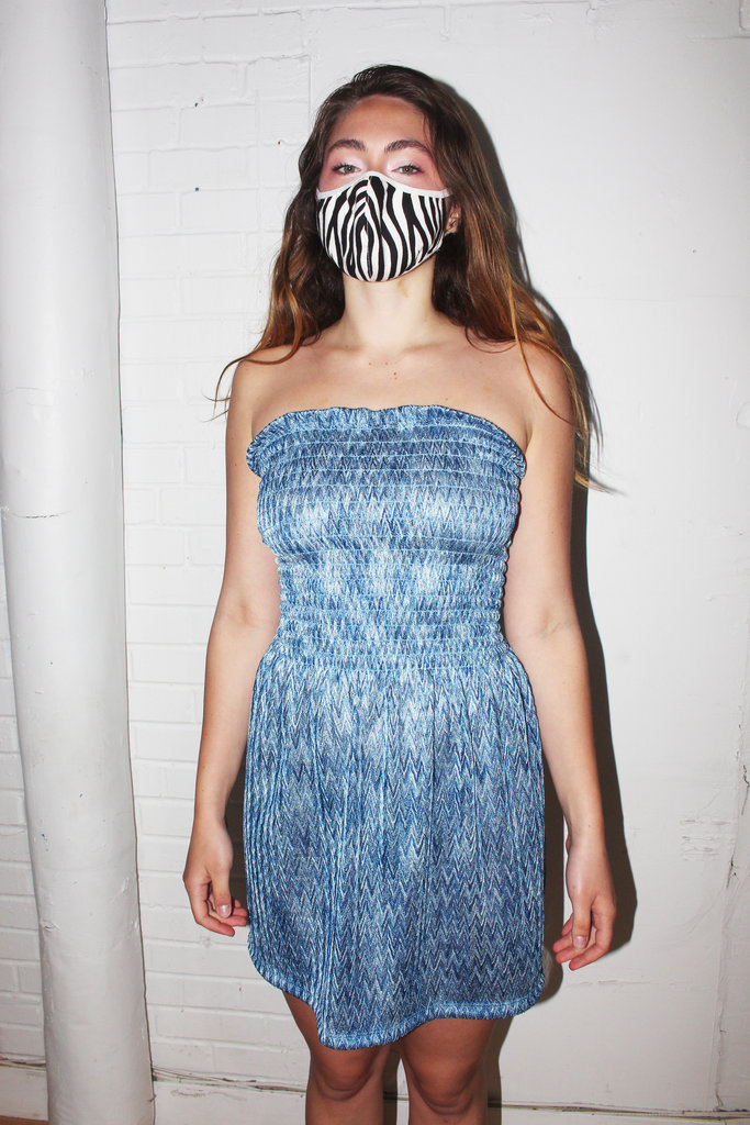 Studio Citizen Studio Citizen Smocked Tube Dress in Blue Missoni Style Knit