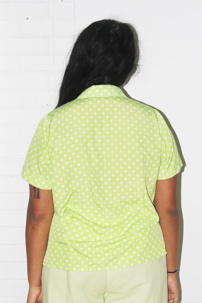 Vintage Green Polka Dot Shirt - XL