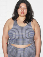 Studio Citizen Stretchy Crop Tank Top in Blue, White and Black Grid Print