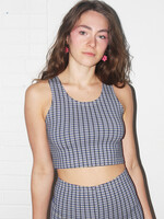Studio Citizen Stretchy Crop Tank Top in Blue, White and Black Grid Print