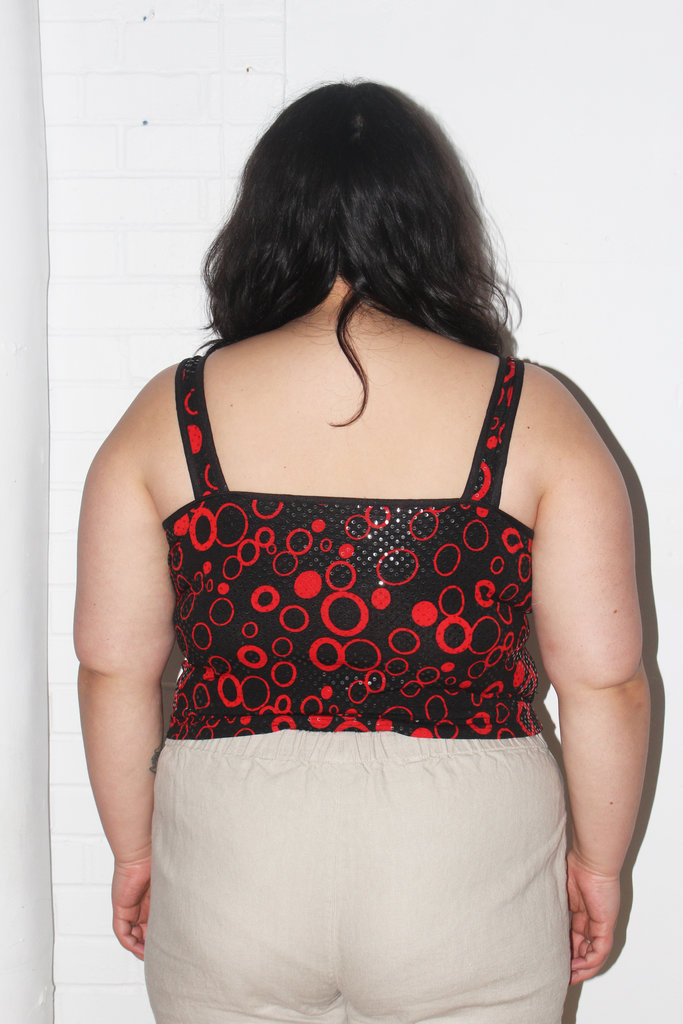 Vintage Vintage Black and Red Sparkly Tank Top - XL