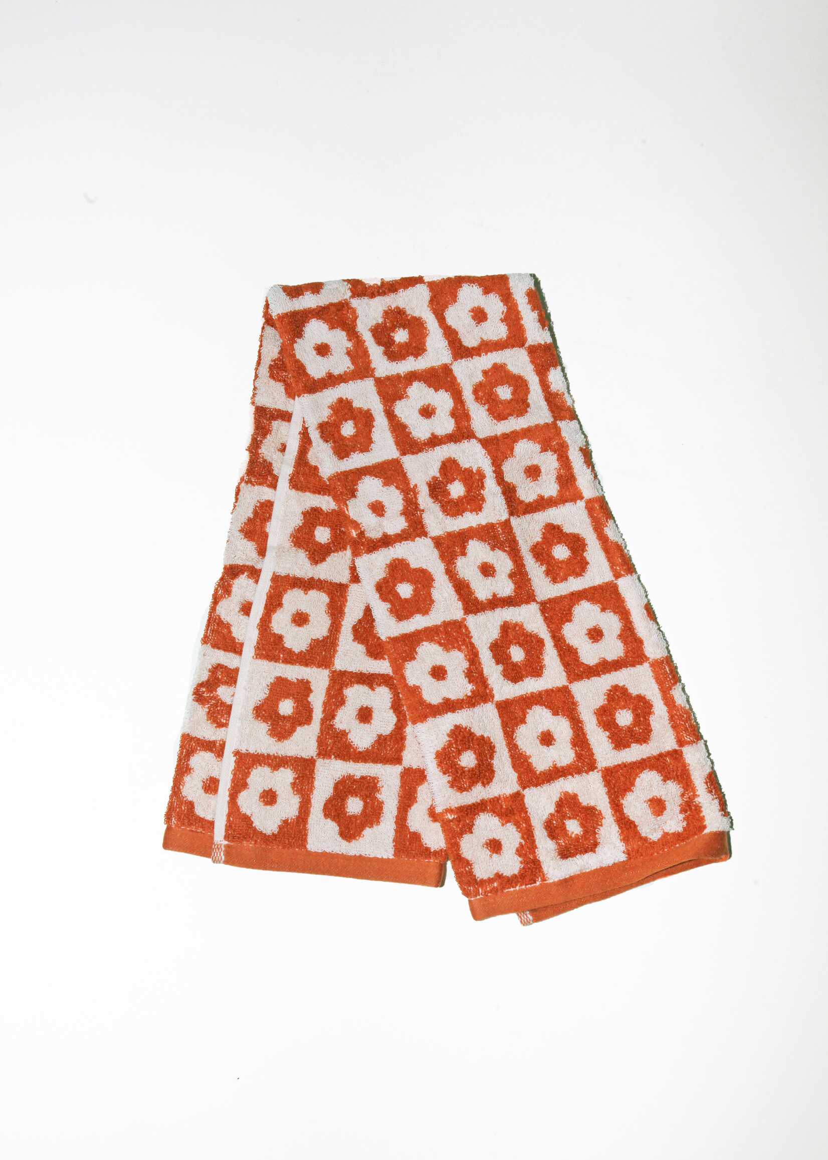 Maroon Flower Checkered Hand Towel