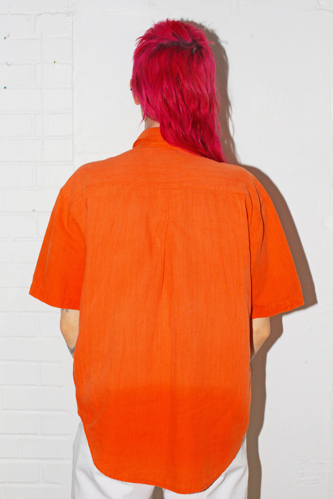 Vintage Vintage Orange Linen Shirt - M