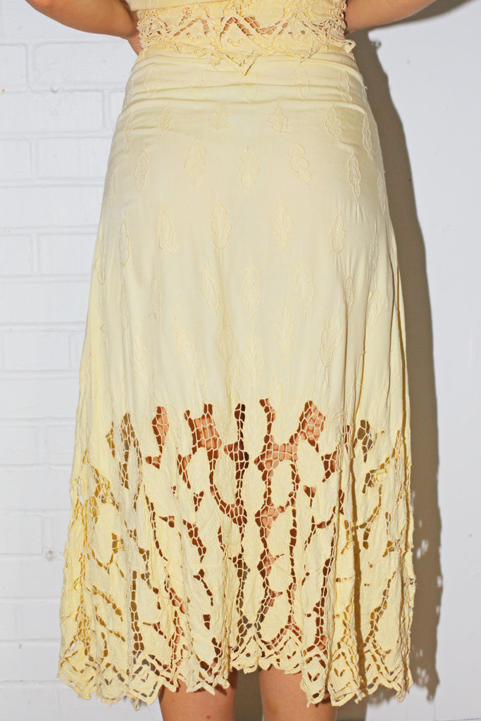 Vintage Vintage Cream Lace Top and Skirt Set - S