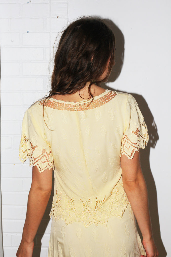 Vintage Vintage Cream Lace Top and Skirt Set - S