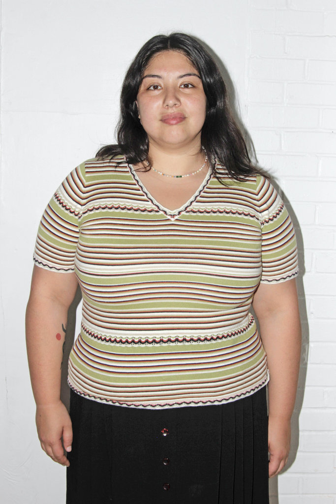 Vintage Vintage Green Stripe Knit T-shirt - XL