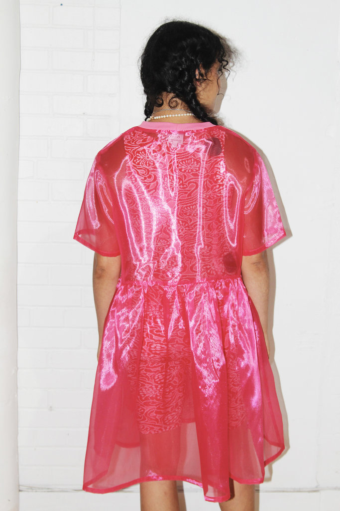 Studio Citizen Studio Citizen Babydoll Dress in Sheer Hot Pink (Pre-Order)