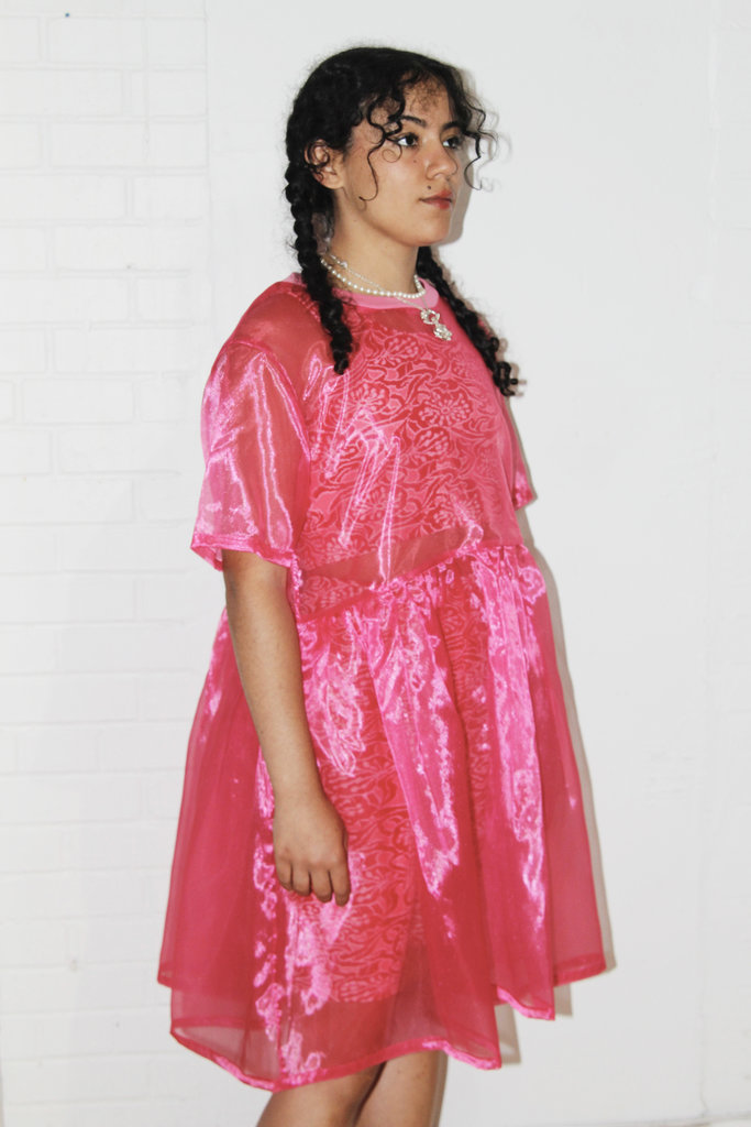 Studio Citizen Studio Citizen Babydoll Dress in Sheer Hot Pink (Pre-Order)