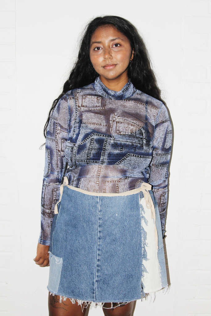MOLE MOLE Upcycled Patchwork Denim Wrap Skirt / Size XL-2XL (#1)
