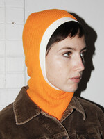 Studio Citizen Upcycled Balaclava in Neon Orange Knit and White Rib