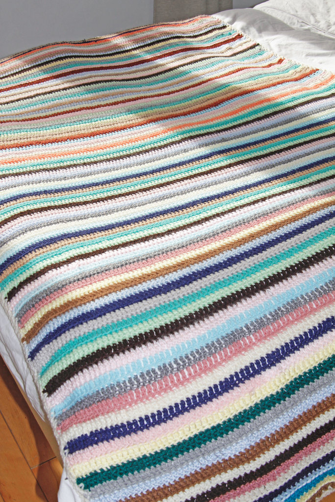Vintage Vintage Crochet Colourful Stripe Blanket
