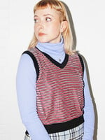 Studio Citizen Vest in Pink Velour Stripes