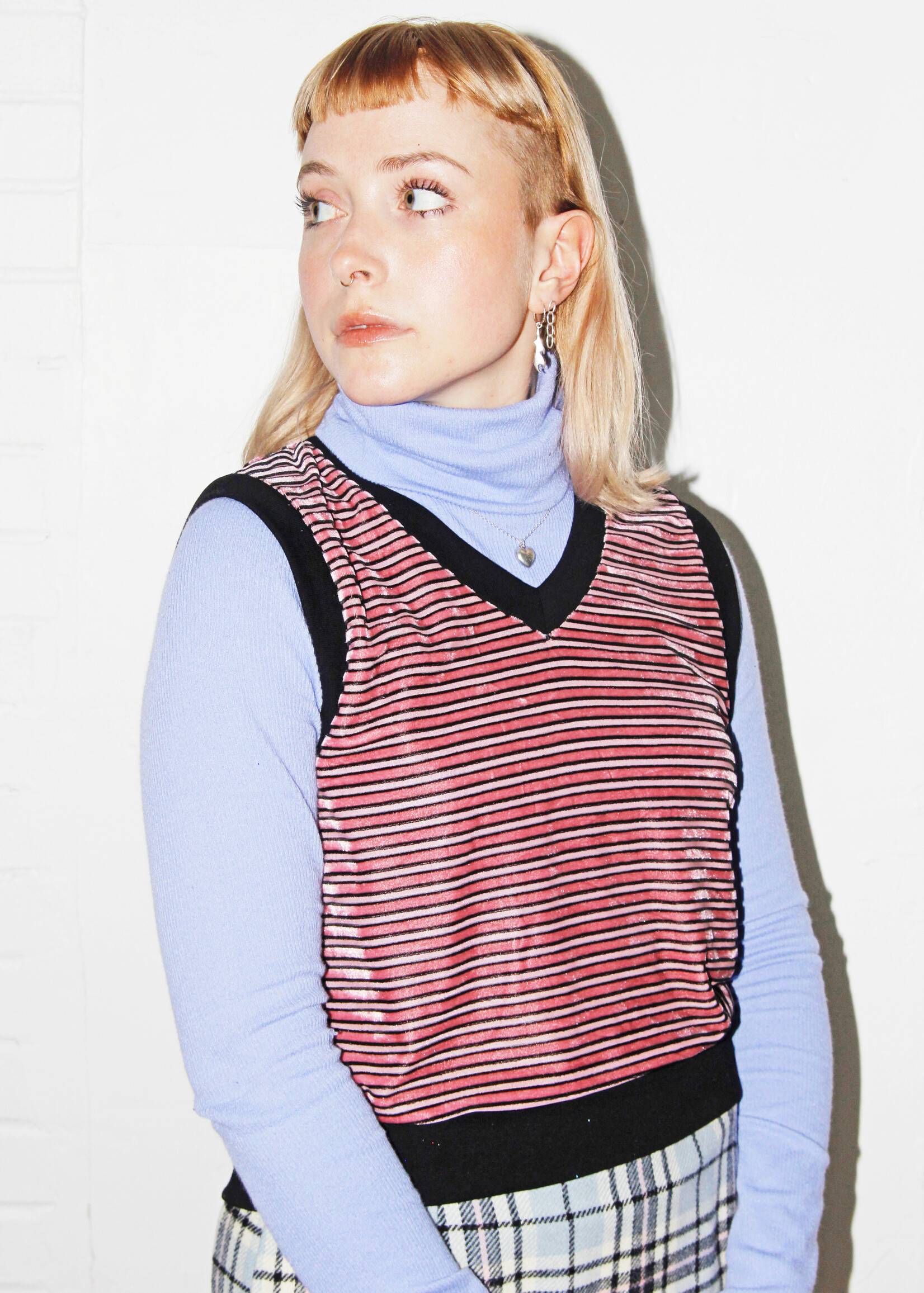 Studio Citizen Studio Citizen Vest in Pink Velour Stripes